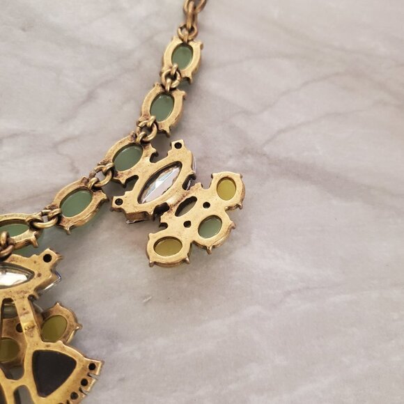 ✨ J.Crew Blue Green Rhinestones Crystals Cluster Statement Necklace ✨ - Picture 14 of 16